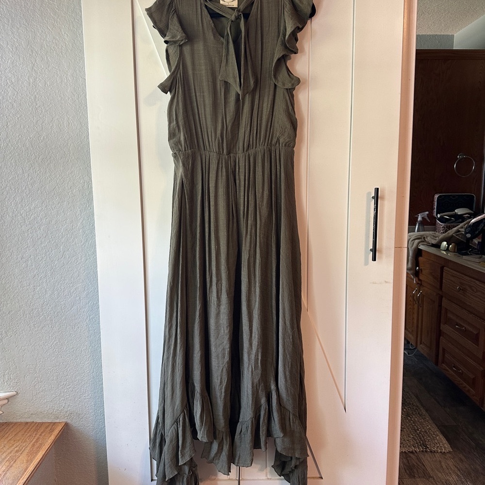 MiaJoy Chic Olive Green High-Low Dress